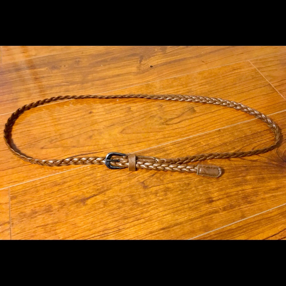 Brown faux leather braid design belt